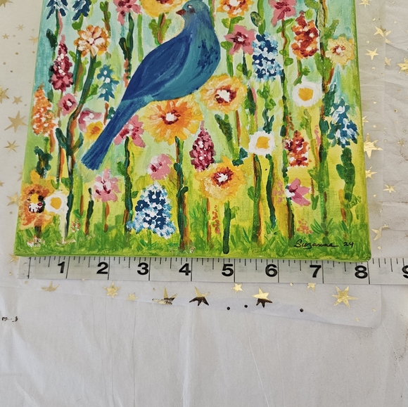Original Art/ Acrylic On Canvas / 8in x8in / Bird The Meadow - Picture 8 of 8